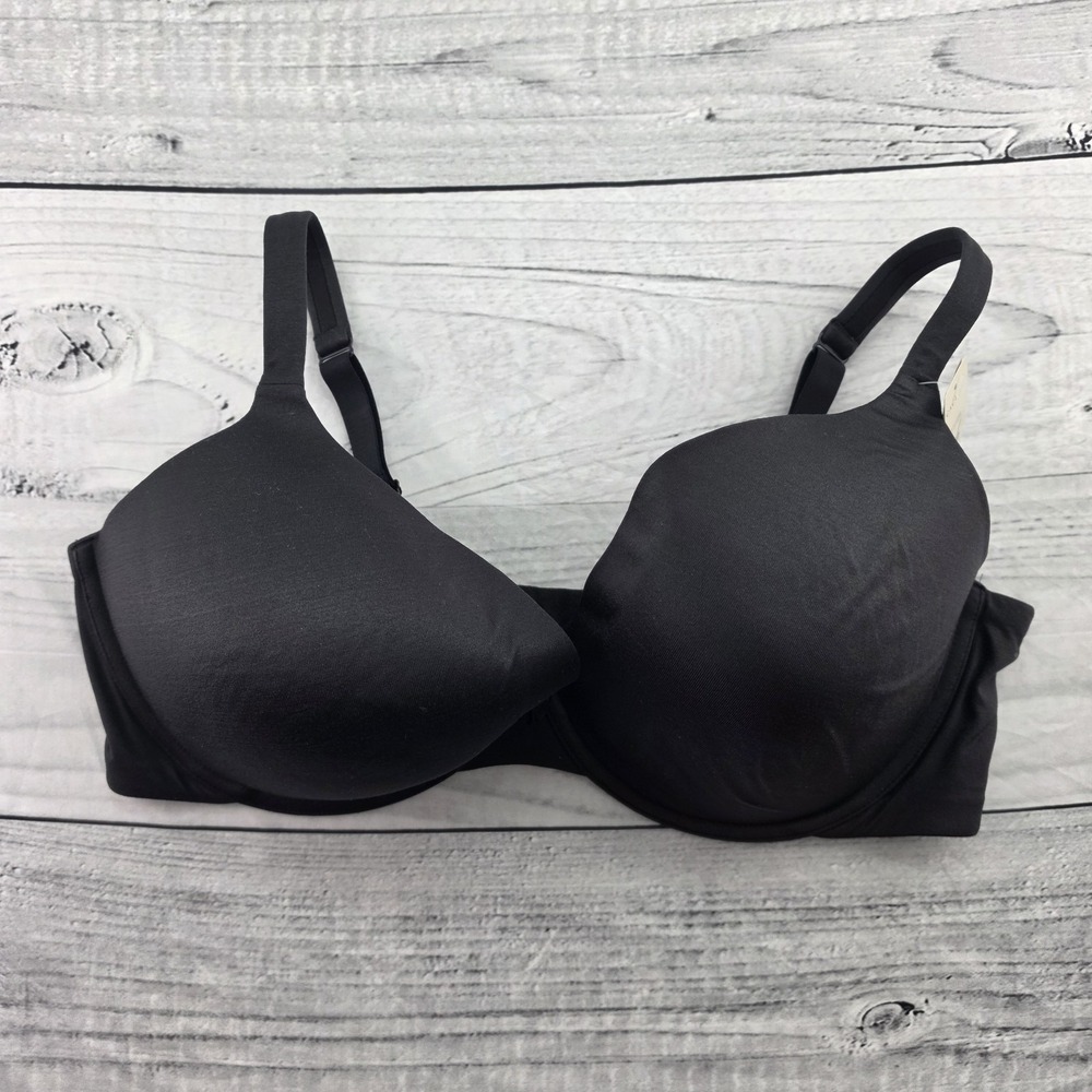 NWT Cacique Uplift Plunge Bra Underwire Memory Foam Cups Black Size 42F